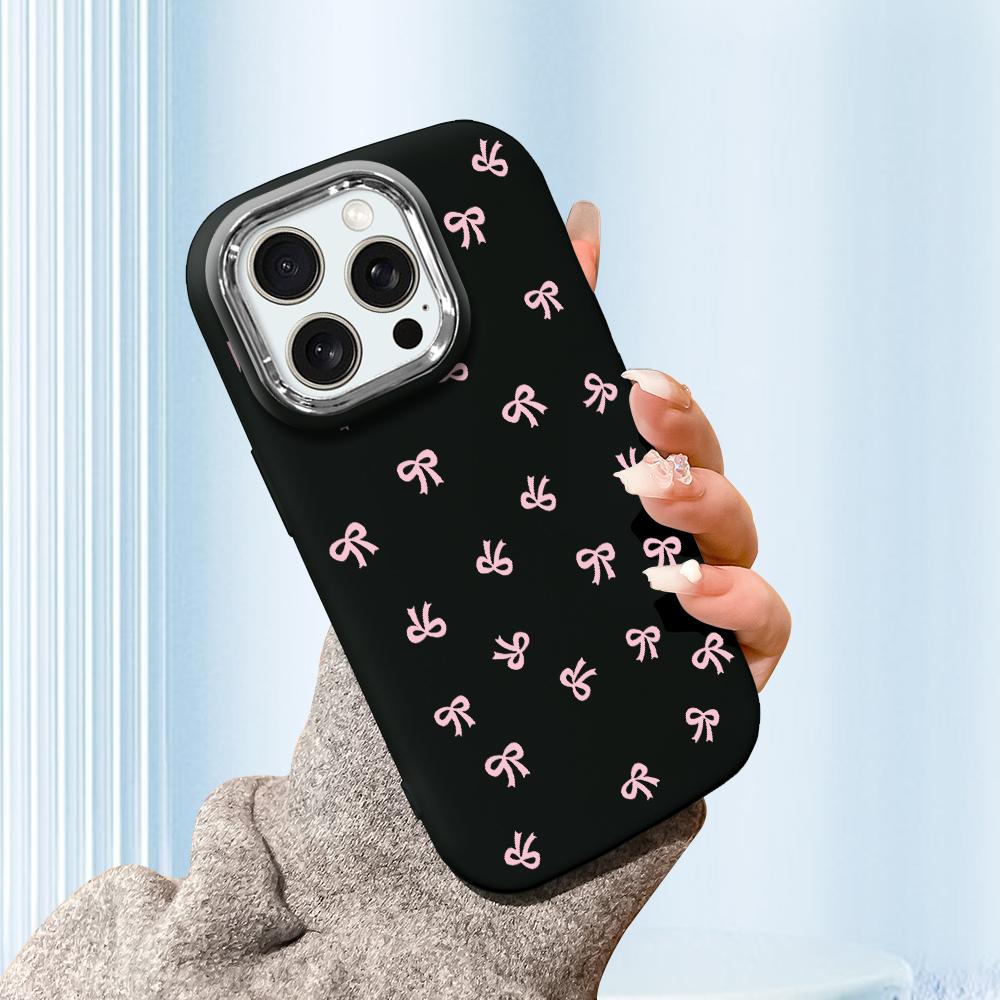 For iPhone 15 14 13 11ProMax 14 15 16 Samsung S25 S24 S23 S22 Redmi 10 13 14C Cartoon Black Cat Silver Edge Soft Liquid Silicone Protective Casing