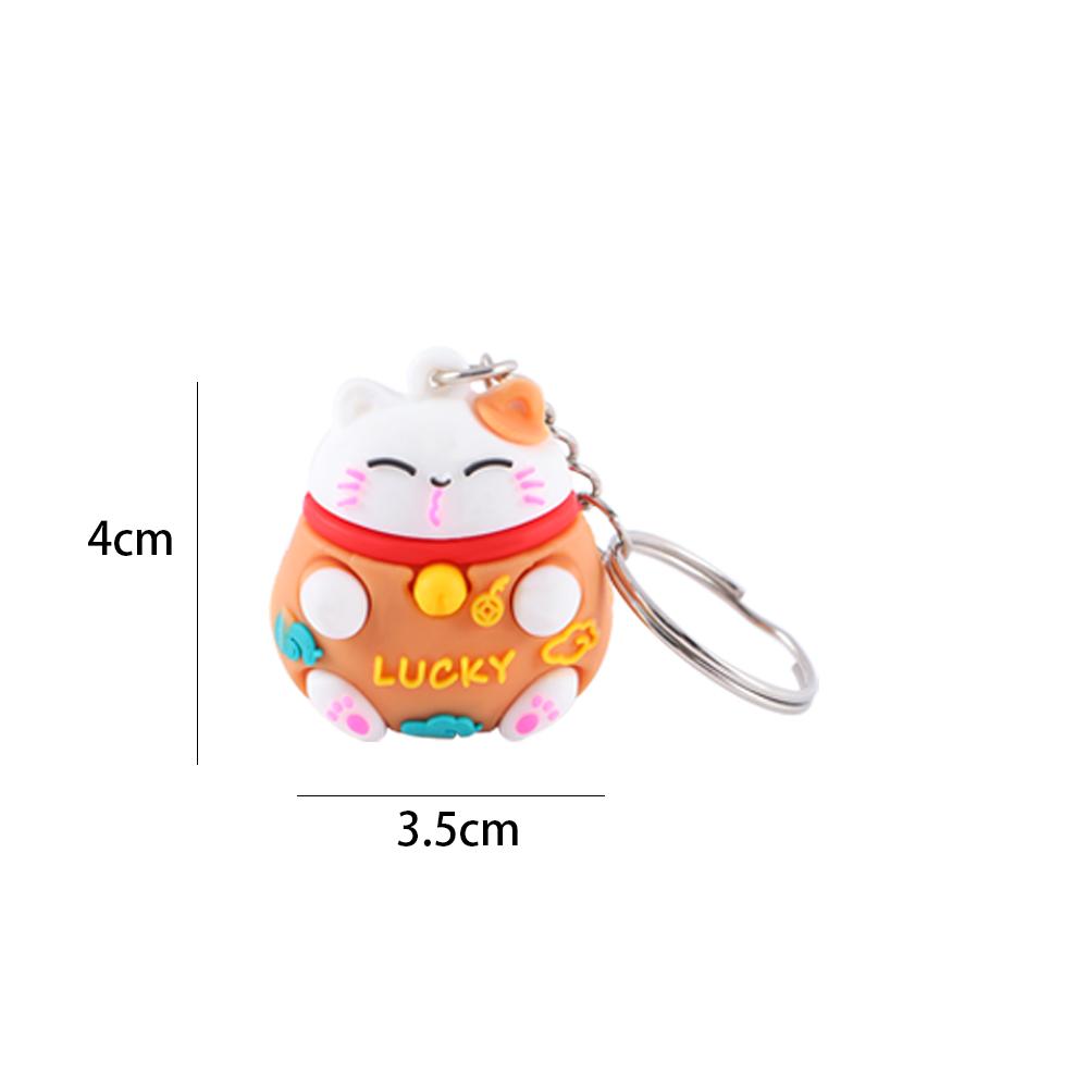 Trinkets Three-dimensional Good Luck Cartoon Key Ring Car Keyring Lucky Cat Keychain Bag Pendant