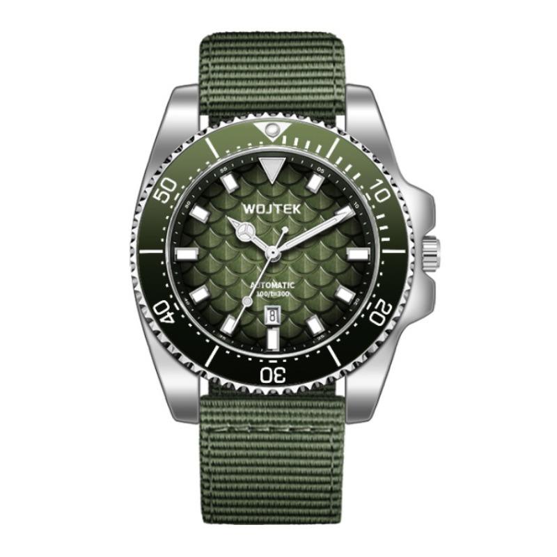 WOJTEK Calendar Automatic Mechanical Watch Men's Steel Belt Waterproof Luminous Diving Watch Fashion Business Men's Watch