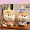 Cute Birthday Hat And Cartoon Pattern Knitted Scarf Shiba Inu Cartoon Plush Toyfor Children