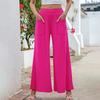 Women Autumn Winter Versatile Draped Solid Color High-Waisted Wide-Leg Pants with Pocket