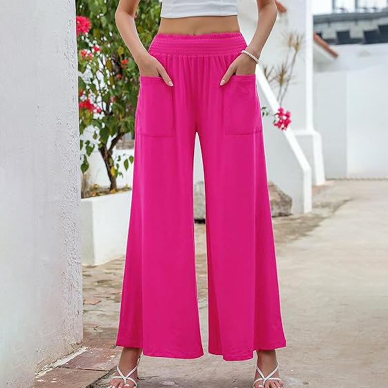 Women Autumn Winter Versatile Draped Solid Color High-Waisted Wide-Leg Pants with Pocket