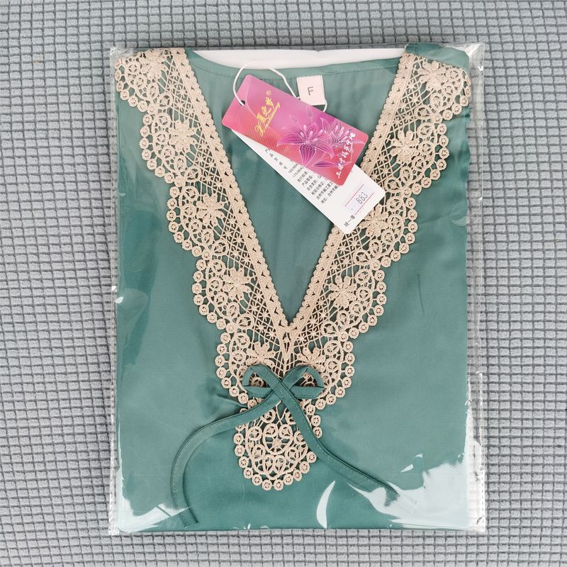 Special Offer Silk Nightdress Pajamas Women's Spring and Summer Thin Ice Silk Nightdress Pullover Dress Silk Mid Length Long Length