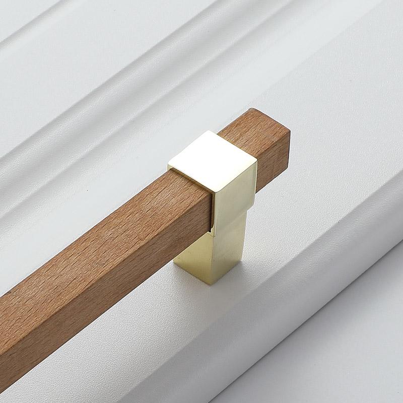 Wood Handles For Furniture Cabinet Pulls And Modern Black Kitchen Doors Drawer Kids Gold Adjustable Knobs 96-160mm