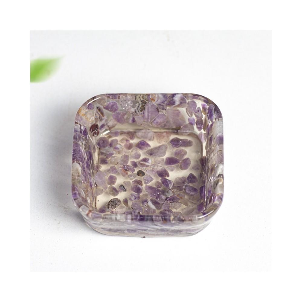 Resin Geometric Dismagnetization Bowl With Natural Crystal Fill For Modern Living Room Decor