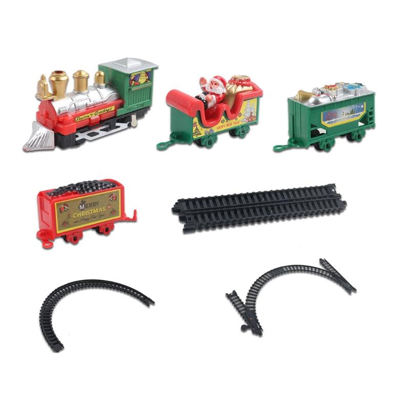 Electric Train Set Safe Realistic Railway Train Christmas Battery-Powered Santa Claus Train Toys Ornaments for Kids Gift