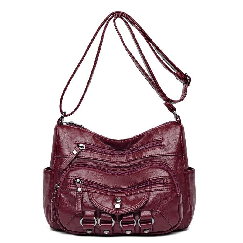 Gewebte Mehrschichtige Weiche Leder Schulter Crossbody Tasche