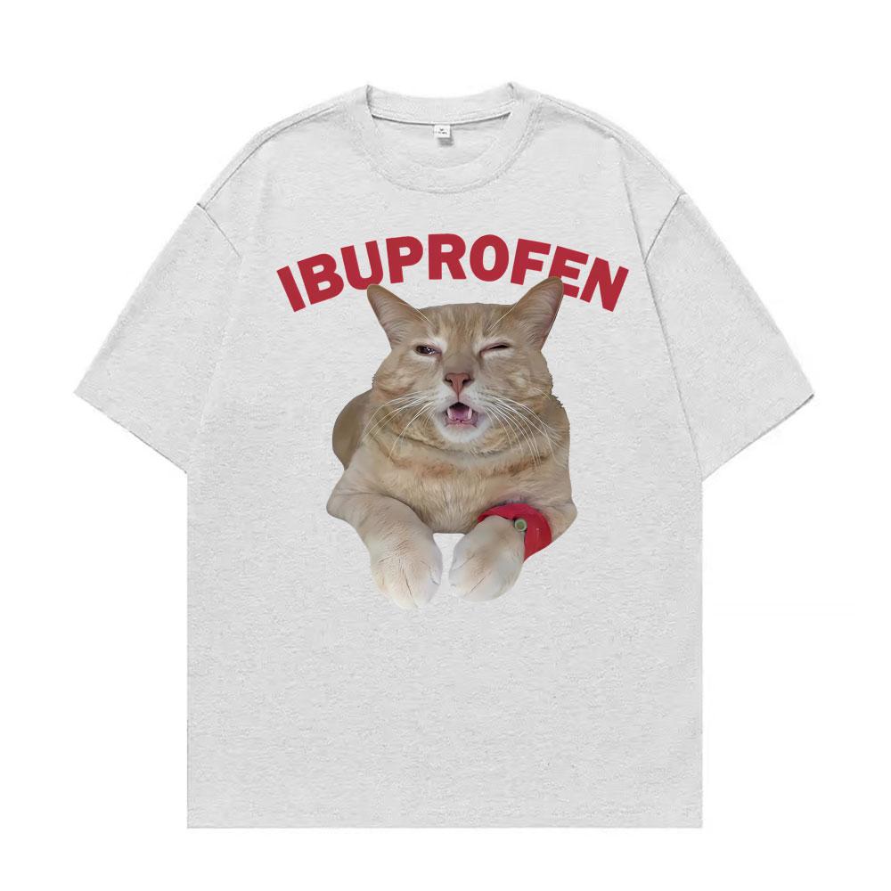 Hilarious Lbuprofen Medical Humor Gift Cat Meme T Shirts Men Women Fashion Street T-shirt Oversized Loose Vintage O-Neck T Shirt
