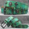 Original Punk Belt Men Women Skull Rivet Snake PU Leather Needle Buckle 105-125cm
