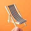 Dollhouse Miniature Items Wooden Beach Chair Model for Girl Mini Furniture Outdoor Reclining Chair Miniature Scene Accessories