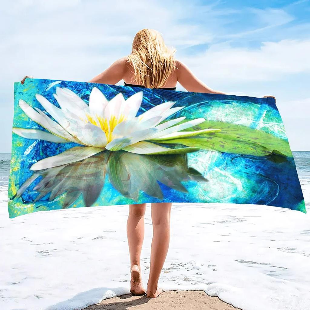 Lotus Flower Ultra Soft Beach Towel,Highly Absorbent Pool Towels,Quick Dry Beach Towel Sand Free Beach Towel Oversized Towels