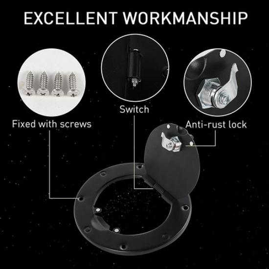 Black Locking Gas Cap Fuel Filler Door Cover Aluminum for Jeep Wrangler TJ 97-06