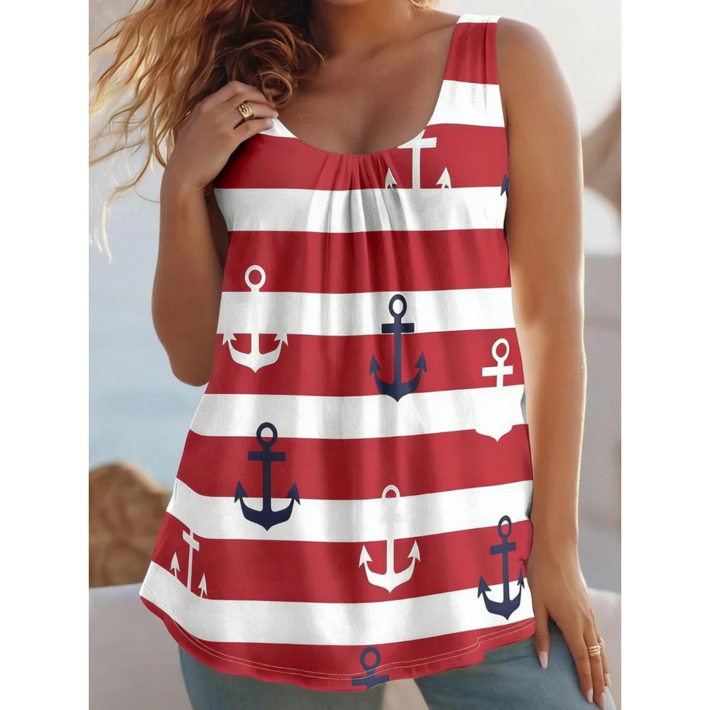 Summer Women's Large Size 3D Printing Flowers Animals Vest Loose Fashionable Comfortable Soft Breathable O Neck Sleeveless Vest
