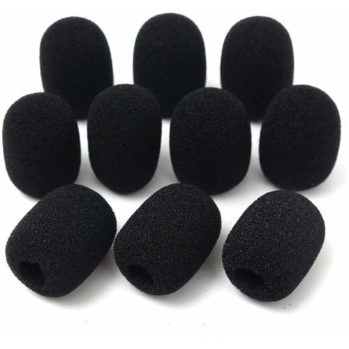 10 Pieces Microphone Headset Grill Windscreen Sponge Foam Black Mic Covers