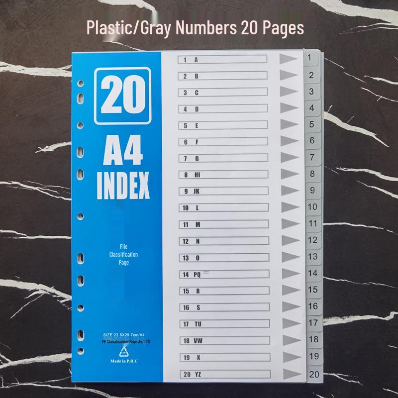 Set de separadores A4 de hojas sueltas: 12 Páginas de Índice Mensual, 50 Páginas Etiquetadas, 31 Páginas de Clasificación por Letra de Colores, Perforadas para 11 Agujeros.
