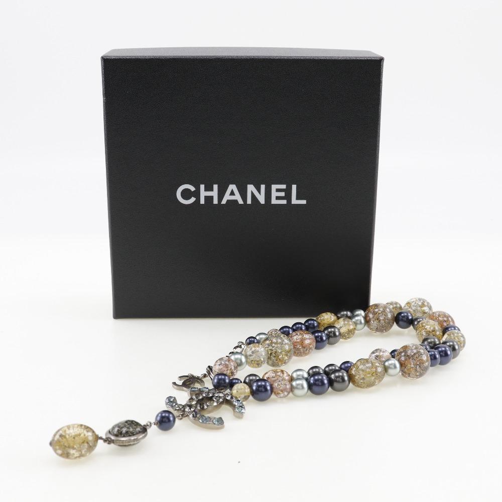CHANEL COCO Mark Necklace multicolor metallic/Fake pearl/Rhinestone 147g Women Used
