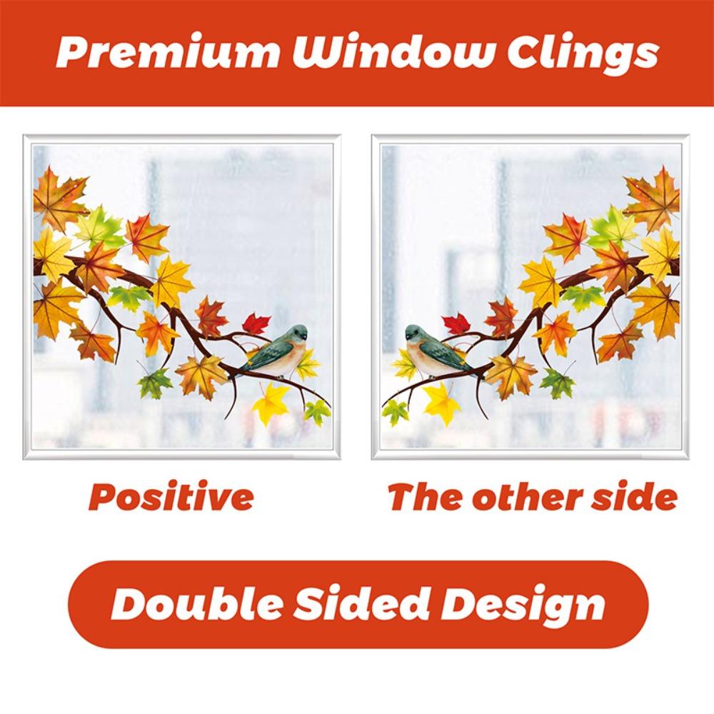 9pcs/pack Thanksgiving Window Stickers Fall Harvest Them PVC Autumn Window Clings Turkey Pattern DIY Maple Leaf Window Stickers