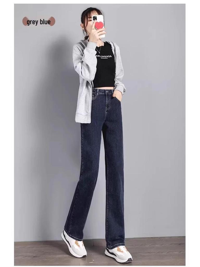 Dámské tmavě modré zeštíhlující džíny s vysokým pasem a rovnými nohavicemi - Kolekce jaro/podzim 2025