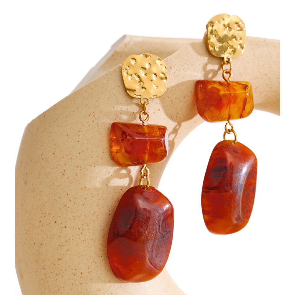 Yhpup New Red Resin Acrylic Square Geometric Drop Dangle Statement Earrings Stainless Steel Waterproof Popular Jewelry Wholesale