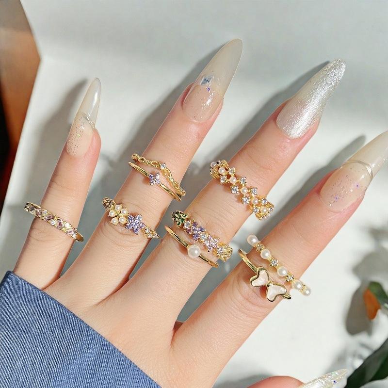 Niche Design Unique Flower Bow Student Party Opening Ring Fashion Light Luxury High Sense Ring Women