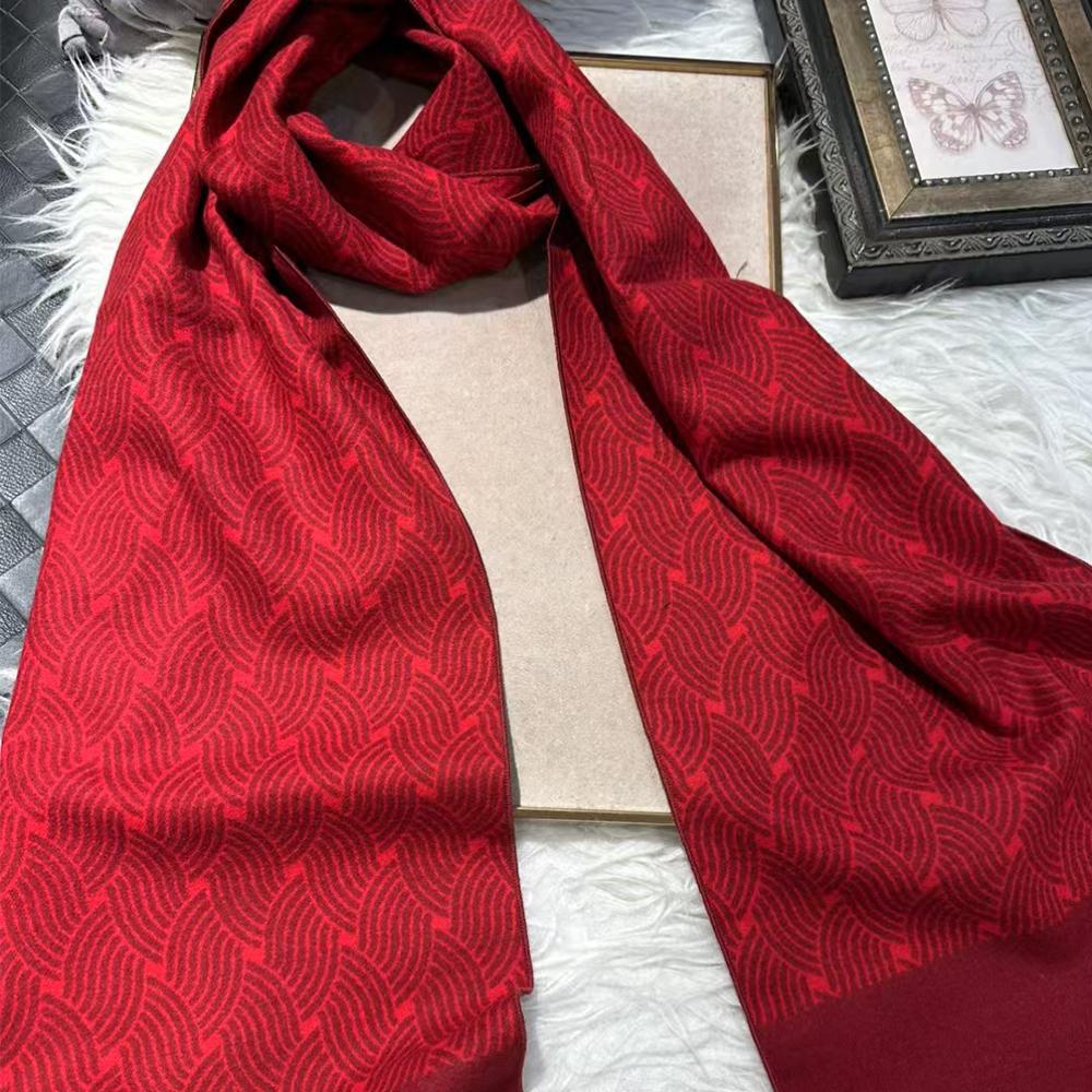 [BYSIFA] Winter Men Warm Scarves Thicken China Red 100% Silk Male Business Long Scarf Cravat New Year Gift Neck Scarf 165*24cm