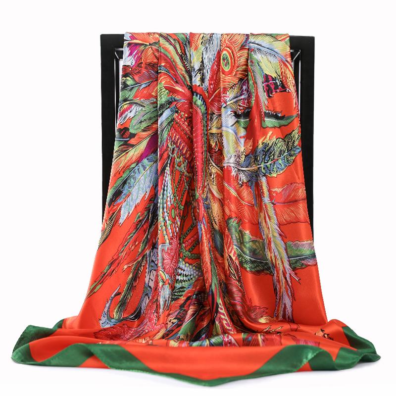 90X90CM Square Women Scarves Silk Office Ladies Hair Neck Bandanna Headband Foulard Headcloth Muslim Headscarf Female Muffler
