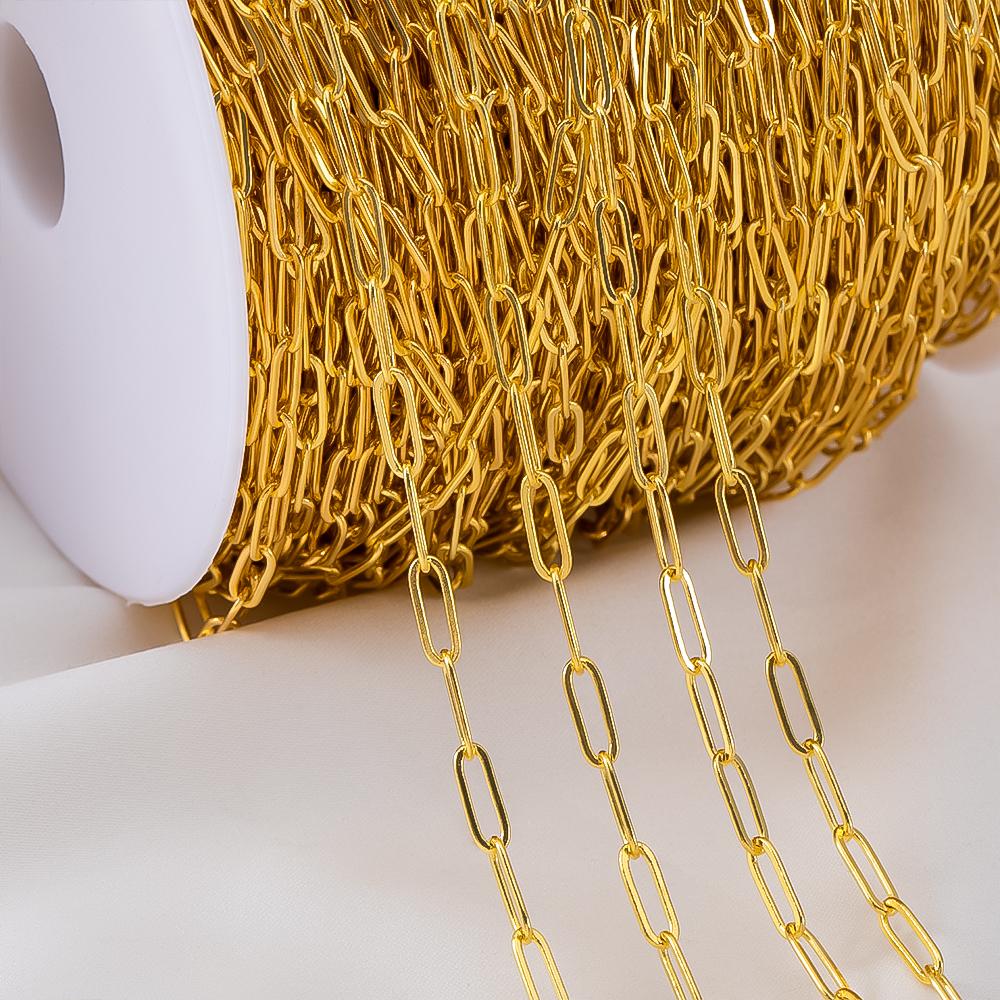 1Meter Copper Basic Chain Gold Plated Cable Curb Link Chains for Necklace Bracelet Handmade Jewelry Making DIY Supply Wholesale