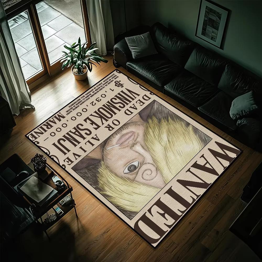  One Piece Character Card Inspired Carpet Living Room Sofa Mat Man's Cave Decor Bedroom Bedside Rug Coffee Table Mat