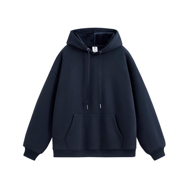 Women's Plus Velvet Thickened 450g Silver Fox Hoodie - Warm, Casual, Loose Fit, Solid Color for Autumn & Winter.