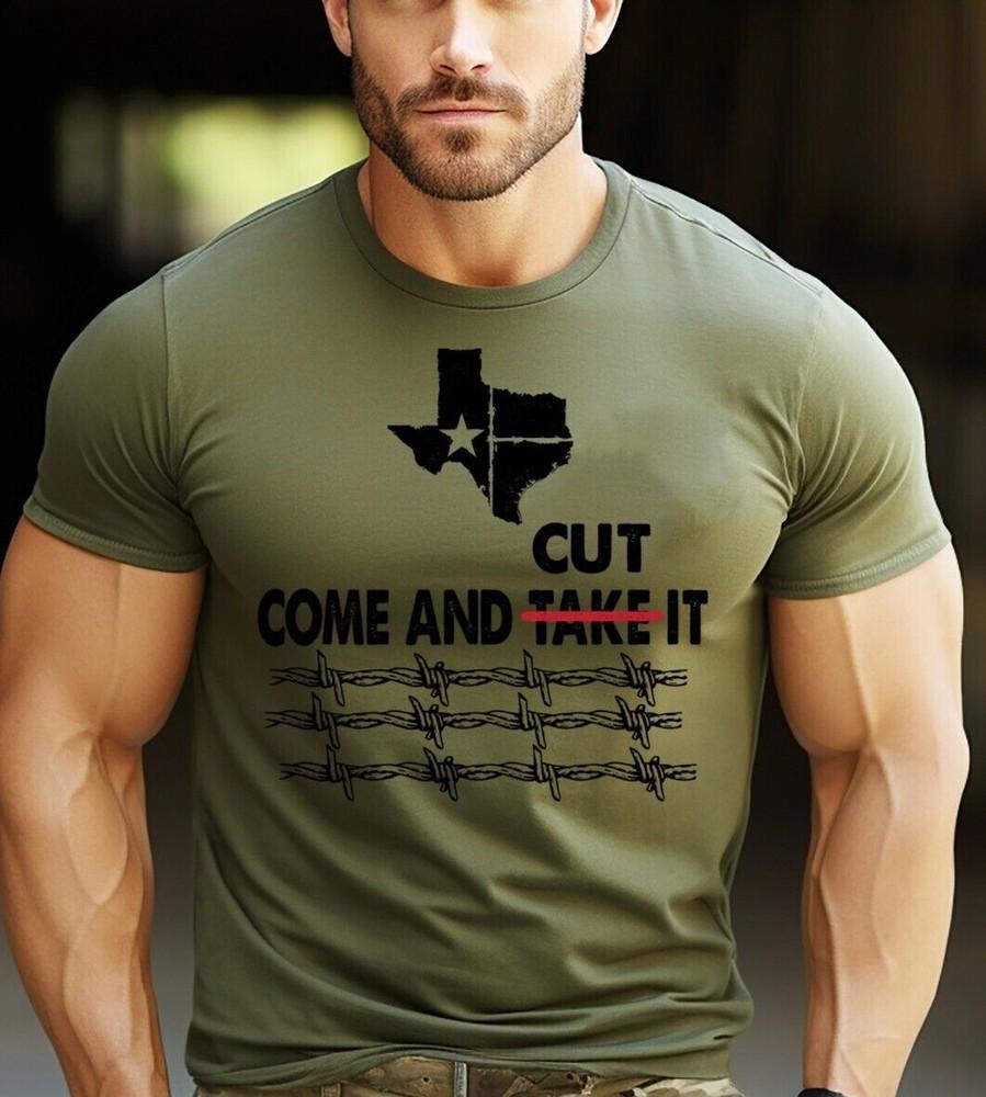 

Texas Come And Cut It T-shirt Border Security Patriotic USA Texas Map T-shirt L