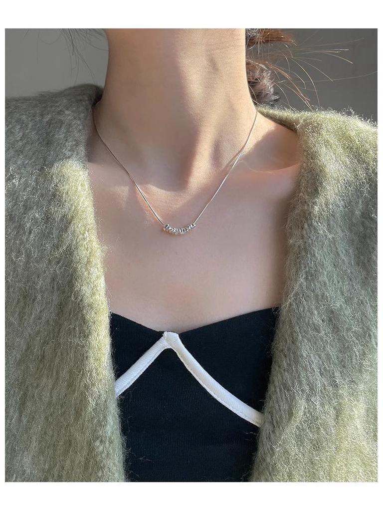 S925 Sterling Silver Irregular Snake Bone Necklace – Minimalist, Modern, and Chic for Women