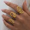 316L Stainless Steel Irregular Rings for Women Men Creative Gold Color Adjustable Opening Ring Female Statement Zircon Gifts