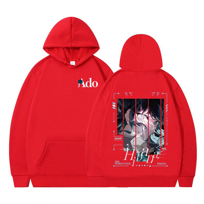 Ado 2025 World Tour Hibana Double-sided Print Hoodies Men Women Fashion Hooded Sweatshirts Long Sleeves Hip-hop Streetwear Tops