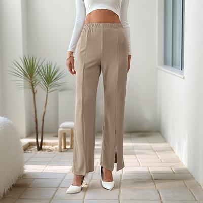 The New Solid-color Slit Straight-leg Trousers for Autumn Are Basic Casual Pants That Are Versatile for Women's Daily Wear