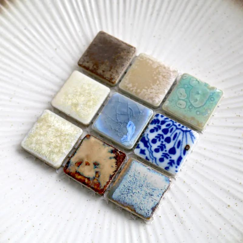 DIY Ceramic Mosaic Tiles Glass Leaf Petal Shape Handmade Ornaments Tiles Wall Crafts Crystal for Decorative Material Cerd01