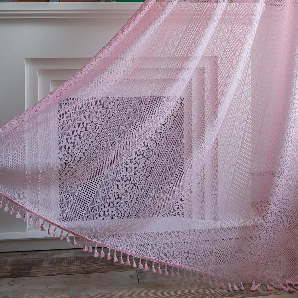 1PC Brocade Cotton Warp Knitted Craft Curtain with Tassels for Living Room Bedroom Home Decor