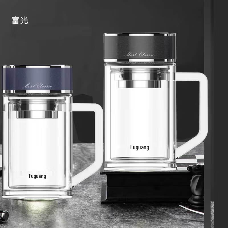 Fuguang Mingcheng Antibacterial Double-Layer Glass Tea Infuser Mug