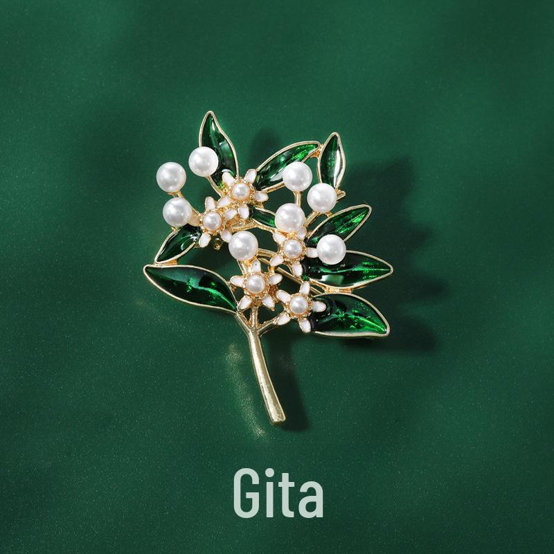 Elegant 3D Leaf & Pearl Brooch - Fashionable Pin for Clothing Accessories