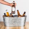 Ice Bucket Galvanized Oval Beverage Tub,Storage Container,Ice Holder Metal Drink Beer