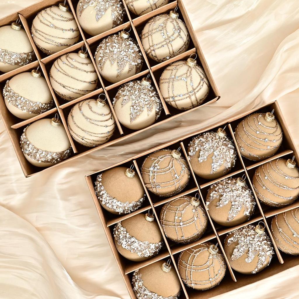 Elegant Flocking Velvet Diamond Christmas Ornament Set – Exquisite Holiday Tree Pendant Collection