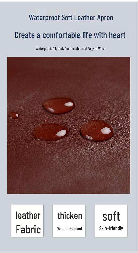 Custom Waterproof Leather Apron with Logo for Kitchen, Catering, Seafood, Fish Cutting - Oil-Proof Waist Apron