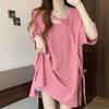 Women's Plus Size Medium-Length Short-Sleeve T-Shirt, Loose Slimming Fit with Drop Shoulder Sleeves - Summer Base Layer Top