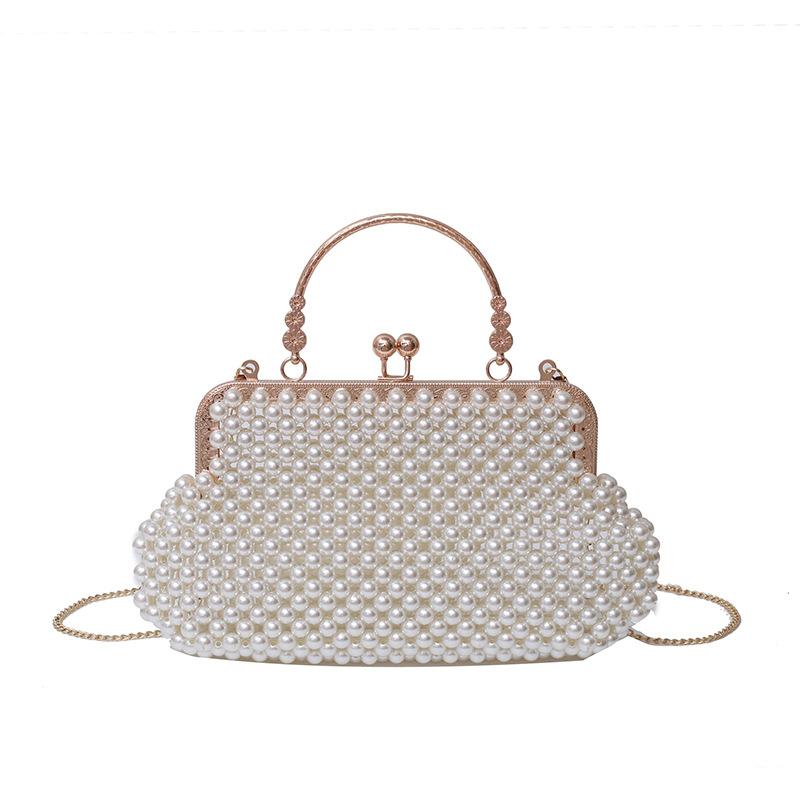 Bags Fairy Bag 2025 New Small Fragrant Wind Pearl Woven Bag Ins Internet Celebrity Chain Portable Dinner Bag Tide