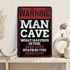 Warning Sign Wall Art Vintage Industrial Poster 78x118in Retro Metal Tin Sign Black Red Design for Man Cave Garage Bar