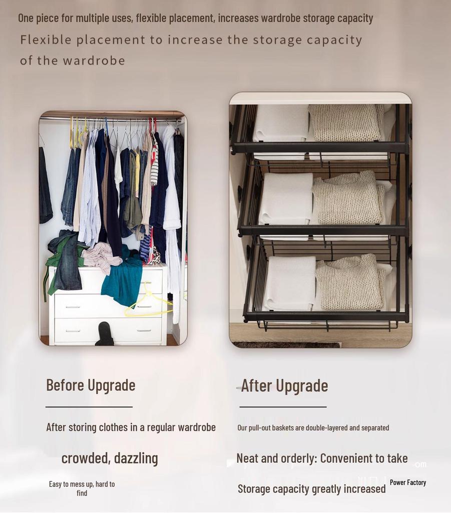 Étagère télescopique extensible pour rangement de pantalons dans une armoire