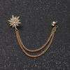 British Style High-end Maple Leaf Brooch with Rhinestone Chain Fashion Vintage Tassel Badge Lapel Pin for Men's Suit Accessories