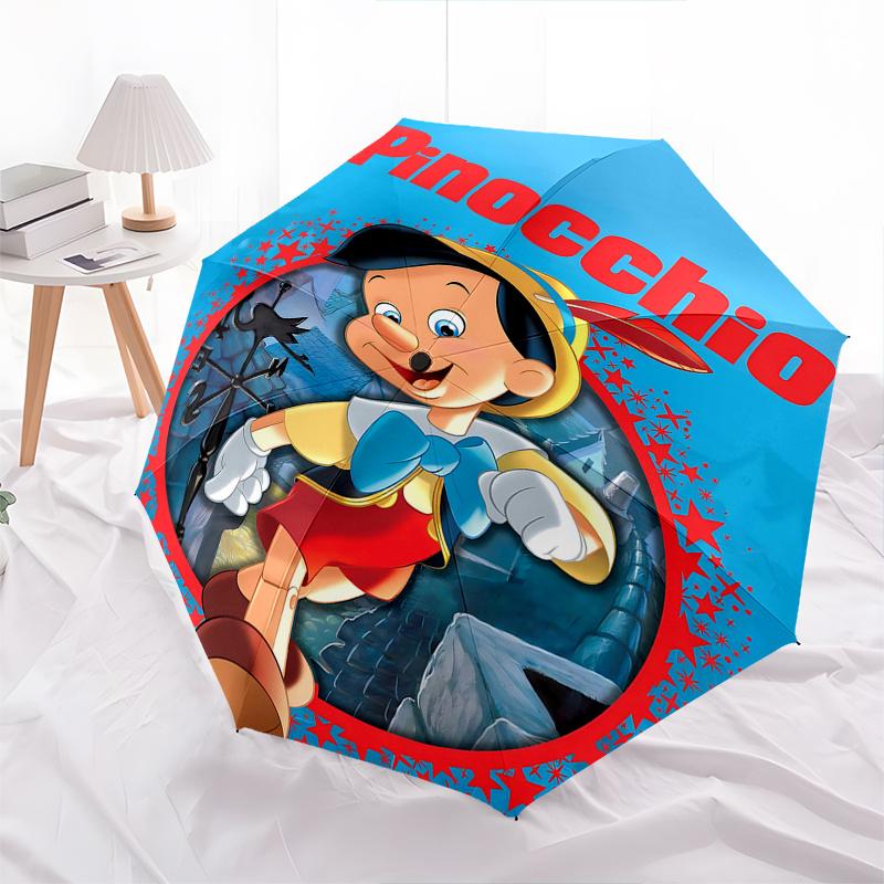 Pinocchio, Disney Classics Automatic Opening and Closing Umbrella, Compact Travel Umbrella, Lightweight and Portable, Suitable for Beach Com