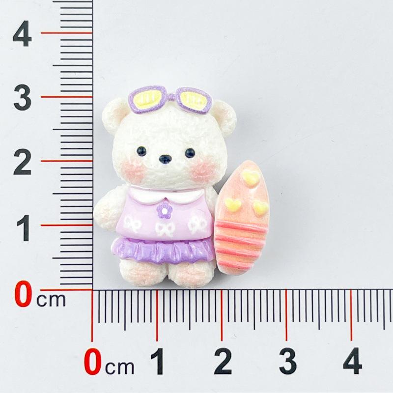 Handmade Surfing Bear Resin Accessories for Hair Clips, Phone Cases, Cups, and Shoes