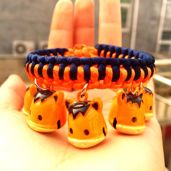 Fashion Braided Dog Collar with Cartoon Figure Bells Puppy Necklace Pet Supply