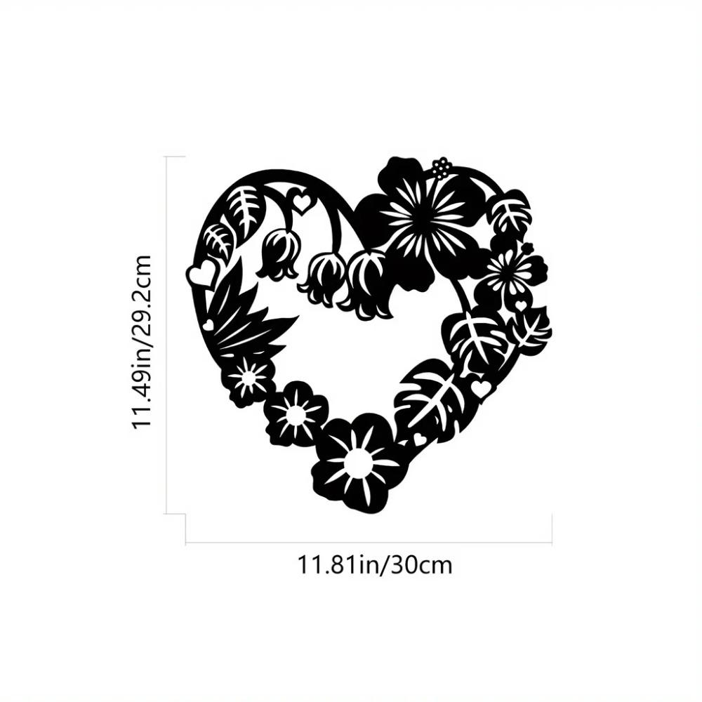1 Stück Metall Herz Girlande Schild – Schwarz Moderne Wanddeko, Schöne Herz Girlande Metall Wandkunst, Stilvolles Schild für Elegantes Zuhause